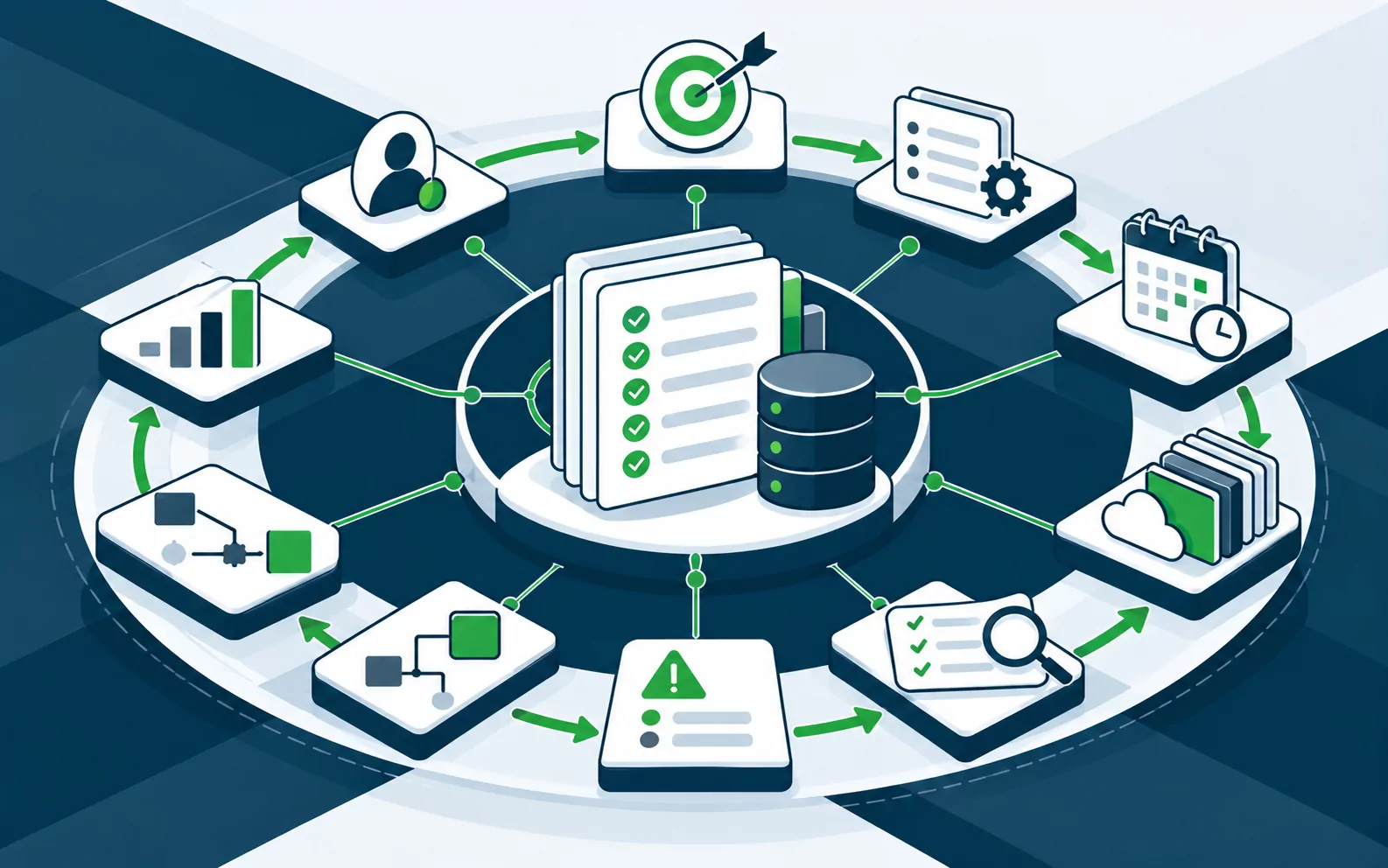 Control lifecycle cycle covering ownership, testing, issues, review and improvement