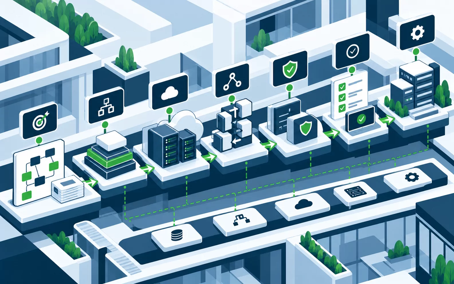 Program plan tied to architecture, environments, security checks and releases